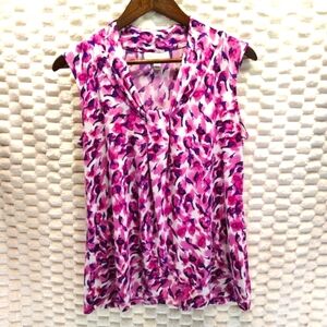 Dana Buchman Purple and Pink Patterned Sleeveless Blouse Women's Size Medium